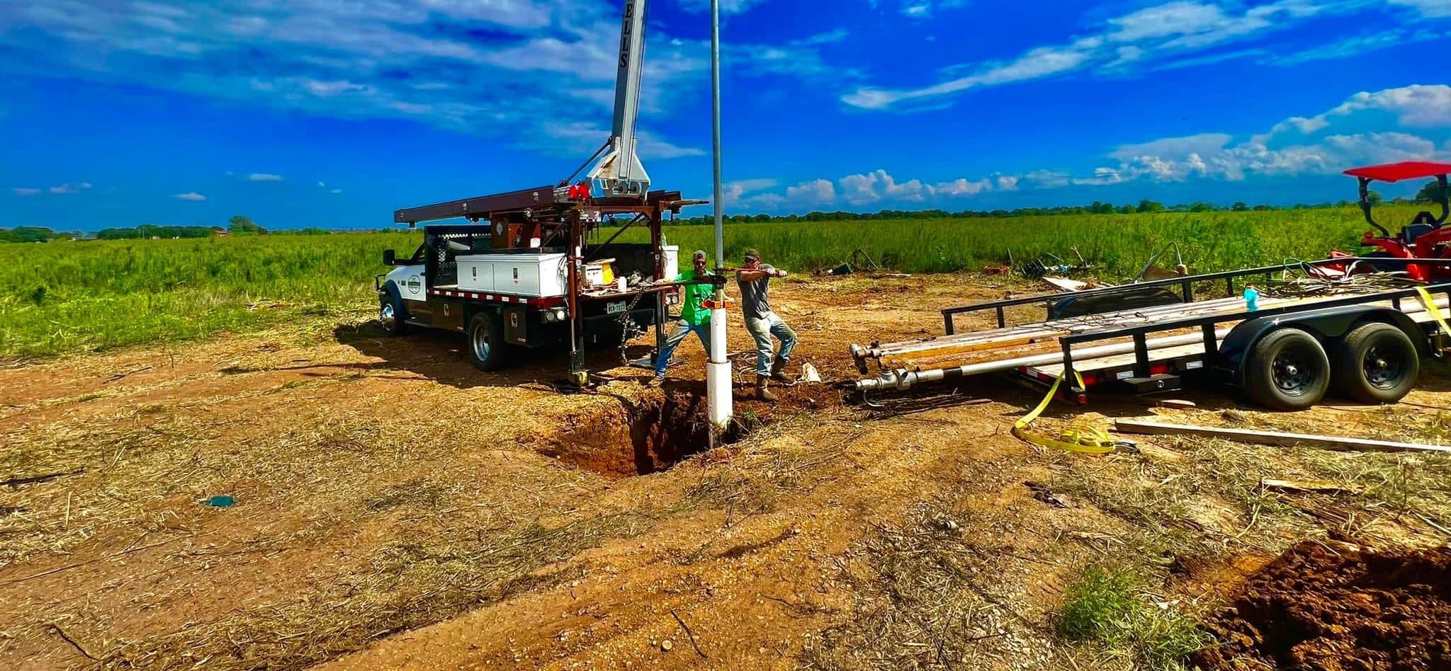 B-E Waterwell Services drilling crew at work