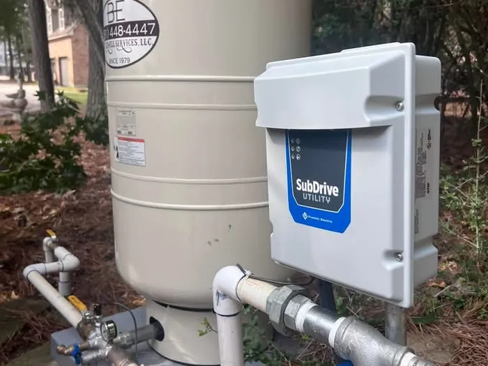 Residential pressure tank and SubDrive system installed by B-E Waterwell
